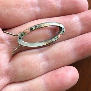 1930’s Antique Guilloche Enamel Hair Clip Sterling Silver